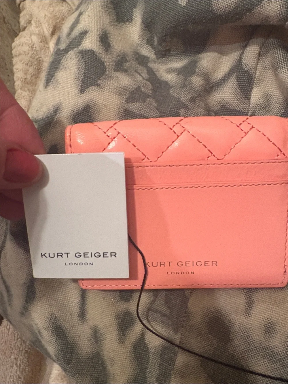 Kurt Geiger NWT pouch wallet in pink comb. Leather. Never used.